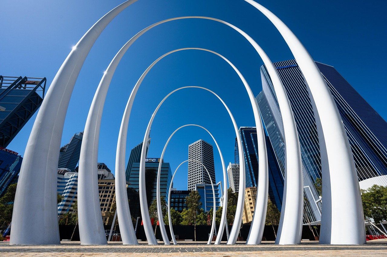 Gebäude, Skyline, Stadtansicht, Spanda, Künstler, Christian de Vietri, Stadtbild, Architektur, Elizabeth Quay, Perth, Australien, Perth, Perth, Perth, Perth, Perth