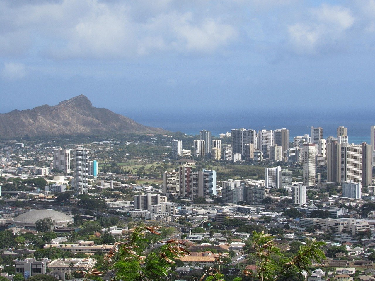 hawaii, oahu, diamond head, hawaiano, spiaggia, viaggio, oceano, mare, vacanza, tropicale, outdoor, estate, natura, isola, honolulu, waikiki, paesaggio, turismo, diamante blu, isola blu