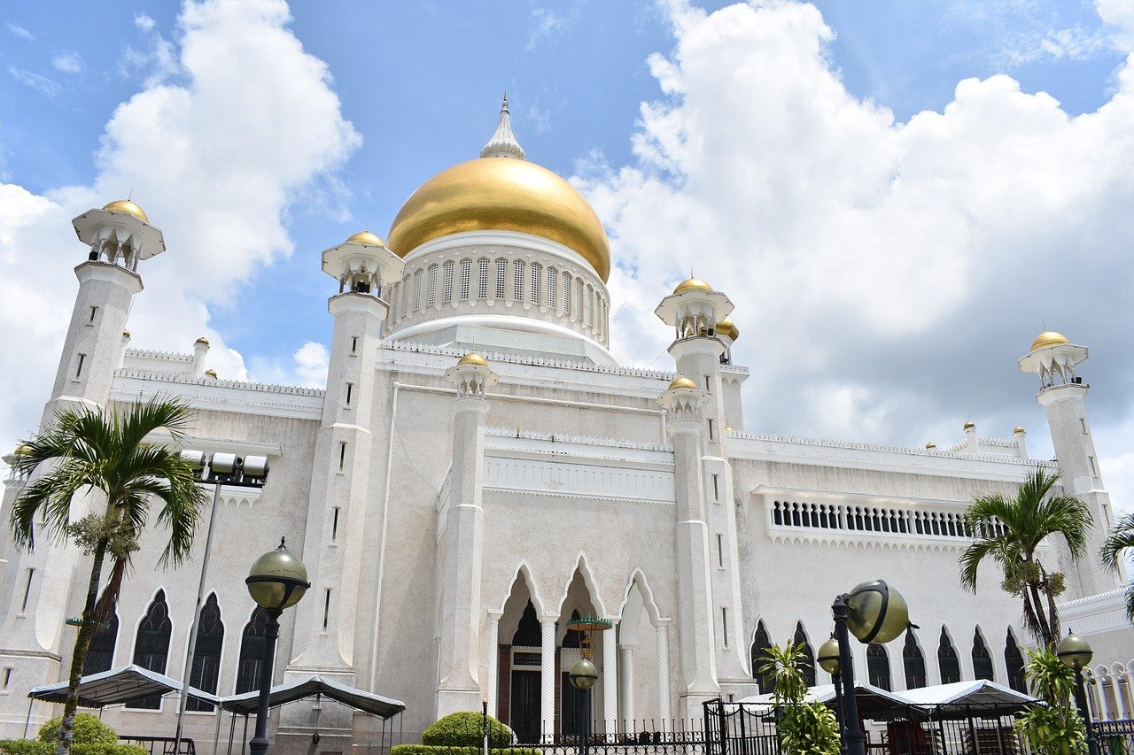Omar-Ali-Saifuddien-Moschee, Bandar Seri Begawan, Brunei, Asien, Reisen, Moschee, Architektur, Islam, Gottesdienst, spirituell, Religion, Brunei, Brunei, Brunei, Brunei, Brunei