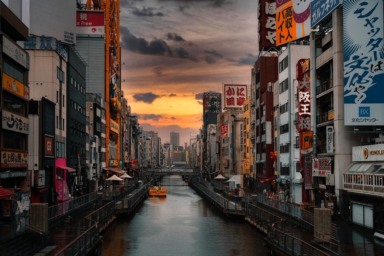 nehir, binalar, şehir, kentsel, ofis binaları, iş binaları, destinasyon, mavna, tekne, tombori nehir yürüyüşü, dotonbori, osaka, japonya, osaka, japonya, japonya, japonya, japonya, japonya