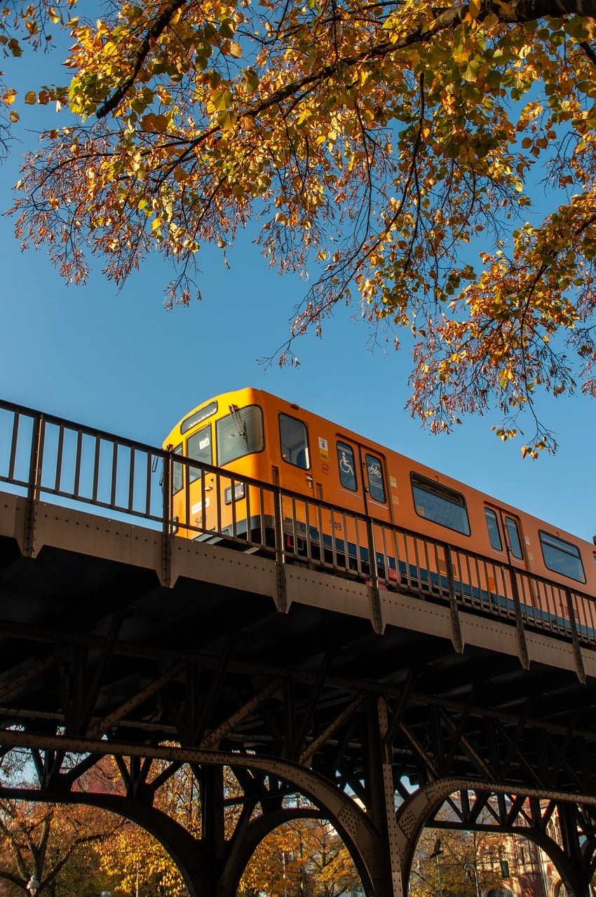 train, transport, rails, subway, metro, berlin, yellow, elevated railway, bvg, means of transport, city, rail transport