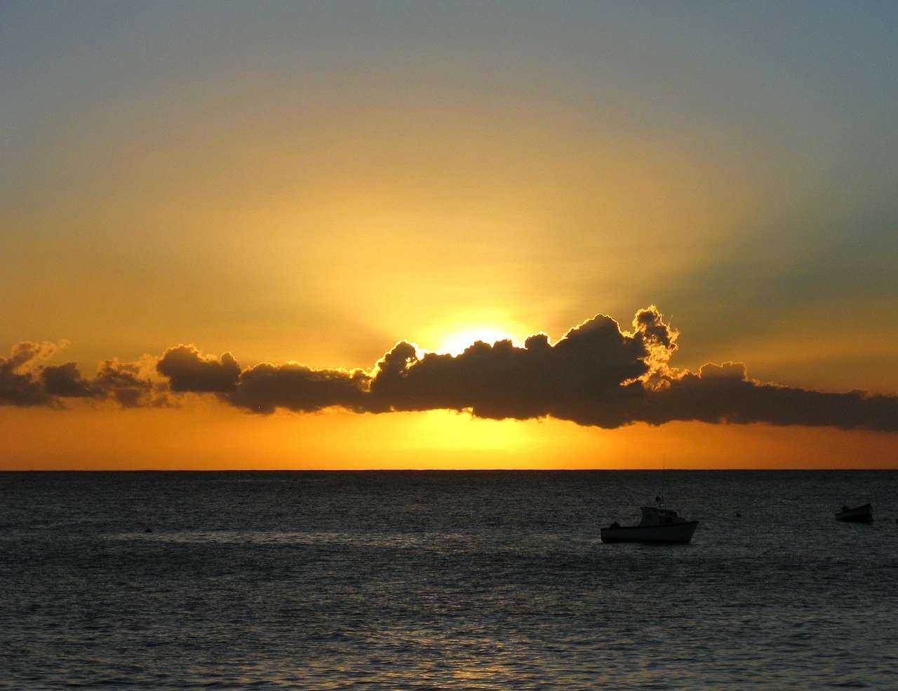 atardecer, nubes, brillante, Carlisle Bay, naturaleza, Barbados