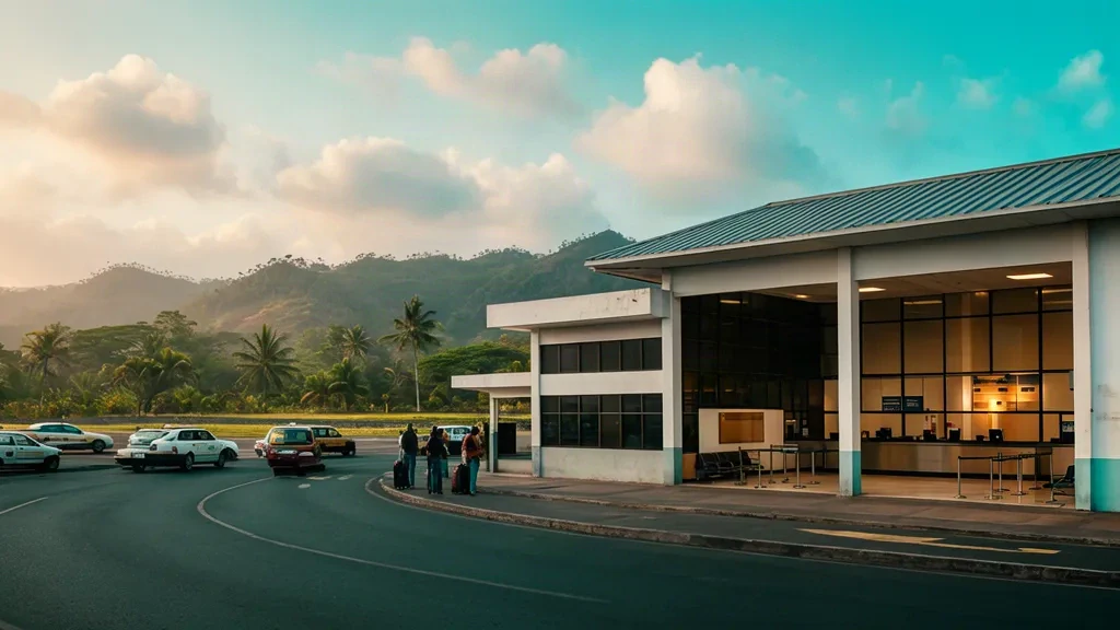 Terminal and check-in hall of Santa Rosa Coronel Artillero Victor Larrea International Airport in Ecuador