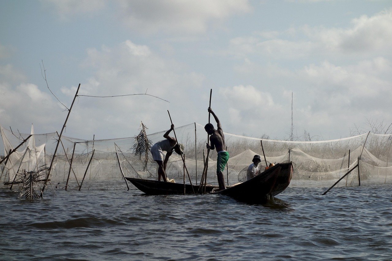 Benin, See, Natur, Afrika, Wasser, Boot, Angeln