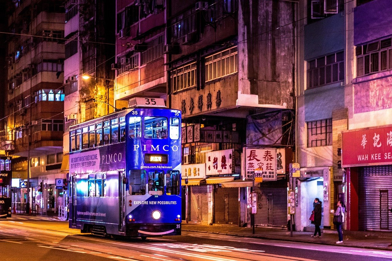 Hongkong, Nacht, Stadt, Stadtbild, Straße, Architektur, Asien, Gebäude, Bus, Menschen, Tourismus, alt, Hongkong, Hongkong, Hongkong, Hongkong, Hongkong, Bus, Bus, Bus